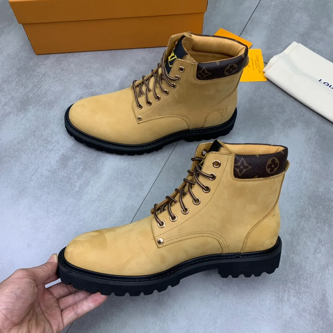 Men's men's shoes 💰P620💰【New】🆘Water-dyed cow lining LV Louis Vuitton business high-top leather shoes, made of original imported Italian 🇮🇹 calfskin, full cowhide lining, carefully handmade by professional shoemakers, the original version is specially designed for wear-resistant outsole. Standard code 38-44 3⃣️color🉑️choice